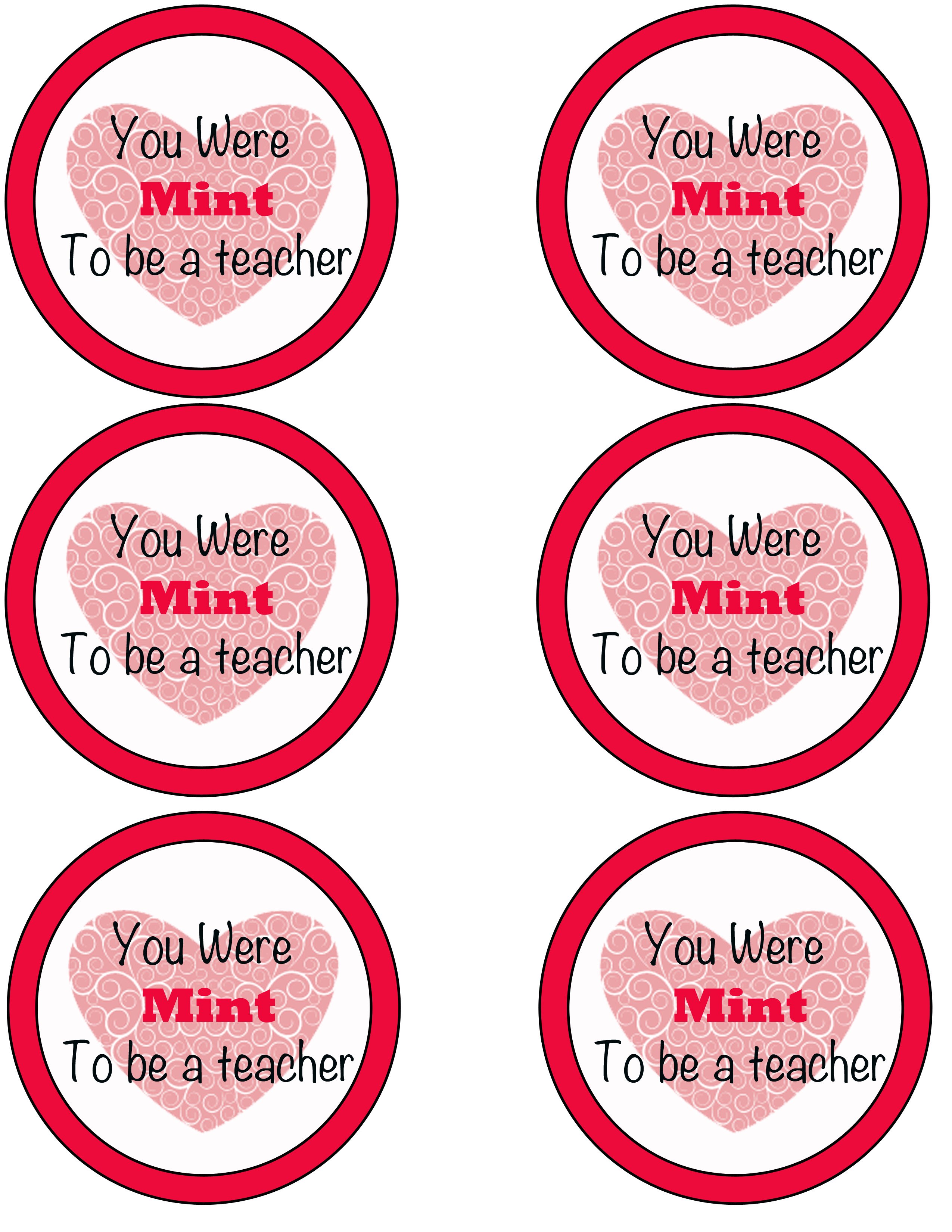 FREE You Were Mint to Be a Teacher Valentine Printables