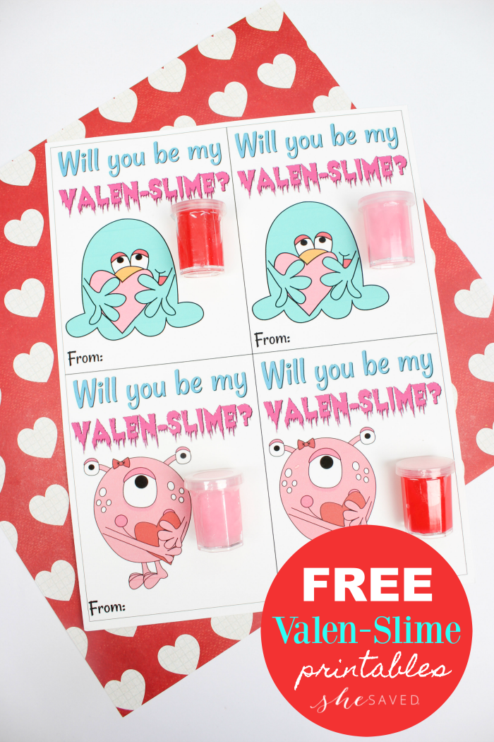 Free Valen Slime Valentine Slime Printable Cards Shesaved