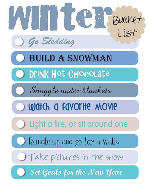 Winter Bucket List Printable - SheSaved®