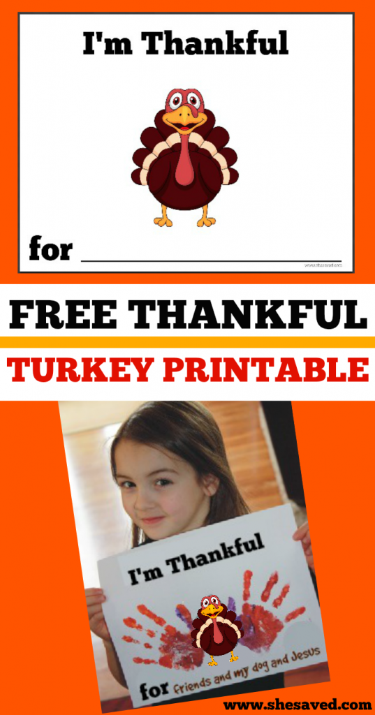 FREE Thankful Turkey Printable for Kids