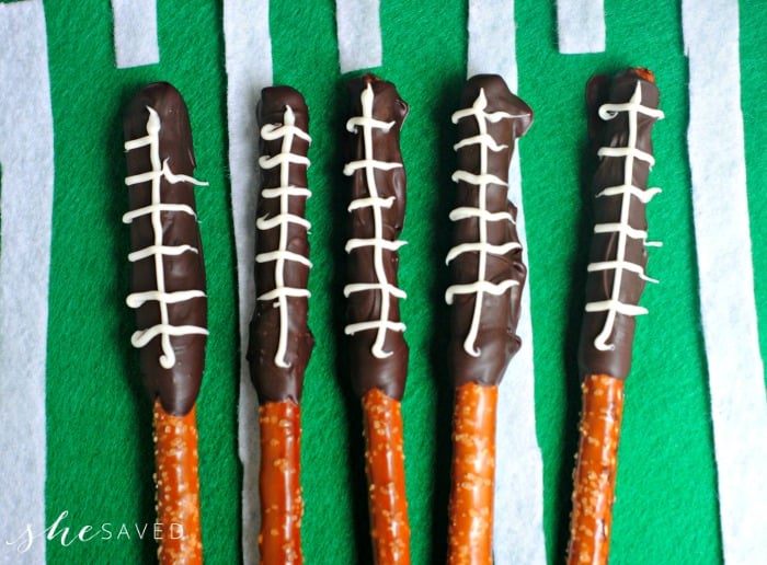 Football Pretzels Sticks recipe and treat idea