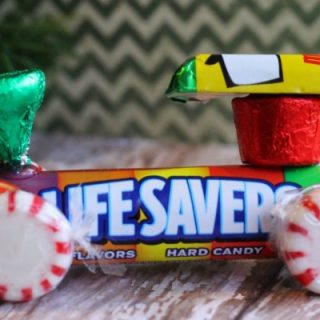 Christmas Candy Trains made out of lifesavers