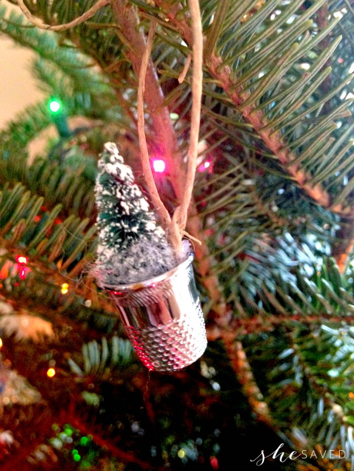 Vintage Tree in Thimble Christmas Ornament