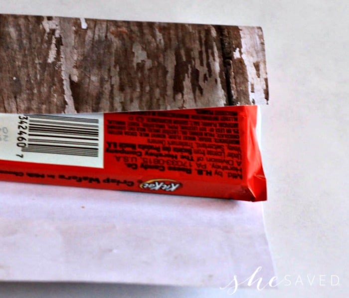 Wrap paper around a KitKat for your Sleigh Base