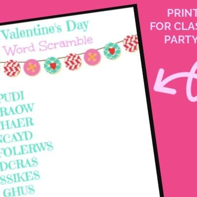 FREE Valentine's Day Word Scramble Printable