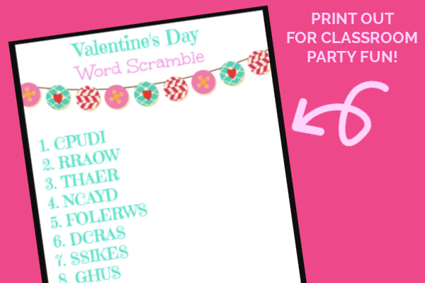 FREE Valentine’s Day Word Scramble Printable