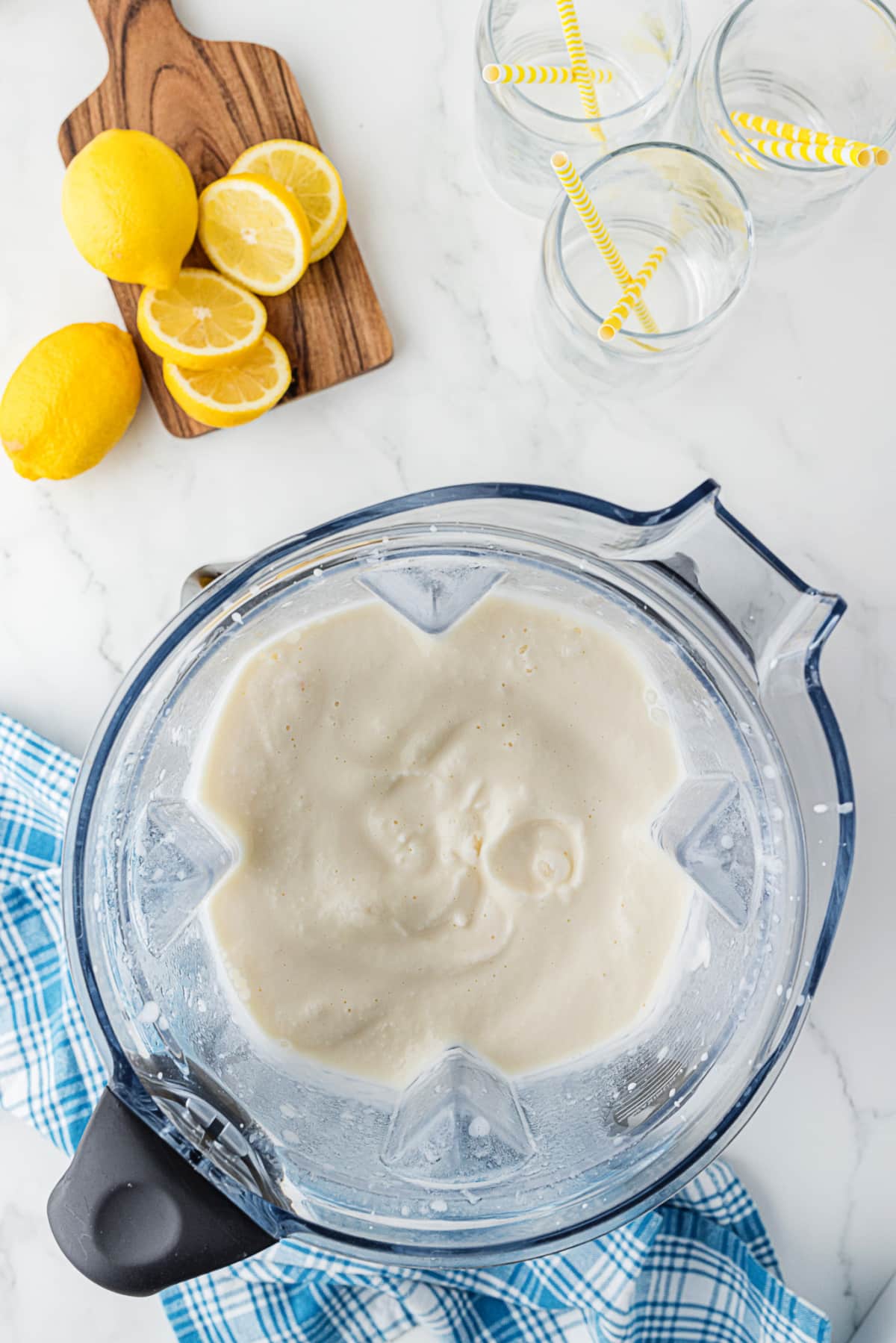 blended ice cream and lemons in a blender