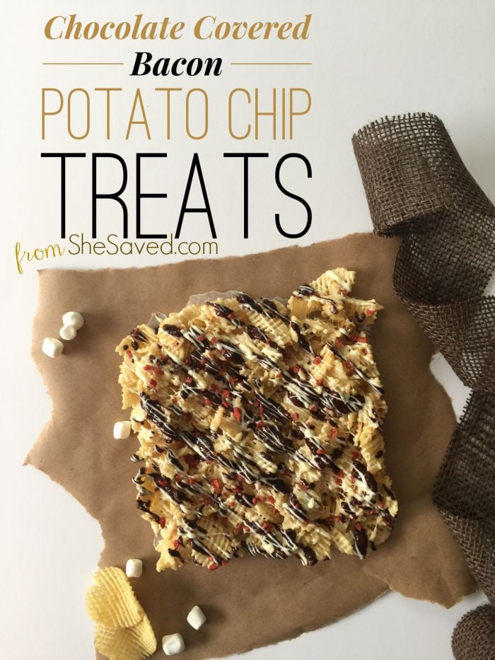 These Chocolate Covered Bacon Potato Chip Treats are amazing! Make sure to pin them for the next time that you need to wow a crowd with fantastic treat!