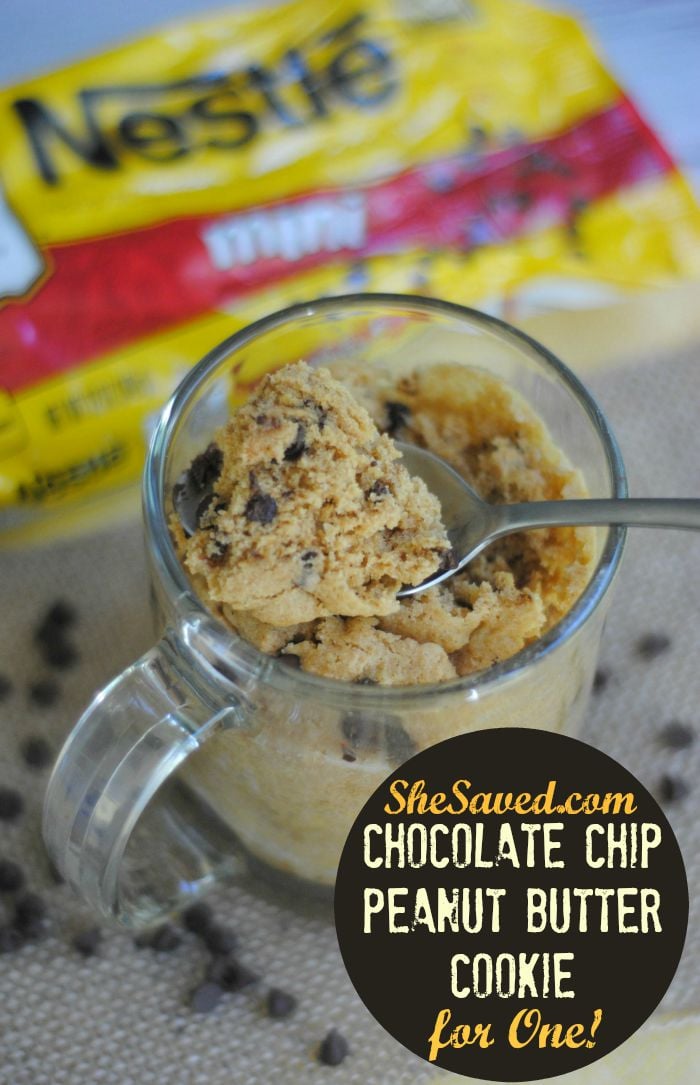 Keep this cookie in a mug recipe on hand for the next time you need a quick sugar fix! This chocolate chip peanut butter cookie for one is the perfect treat!