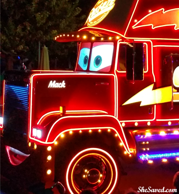 Look who I spotted in the Disneyland Paint the Night Parade? It's Mac, from CARS!