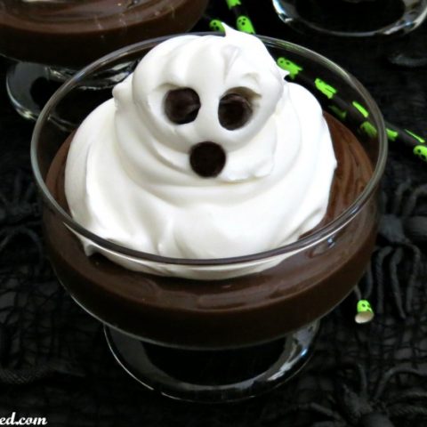 Just a dollop of whipped cream and you have yourself a spooky whipped cream ghost! The perfect way to spook up dessert and SUPER easy!!