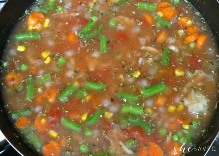 vegetables in turkey soup