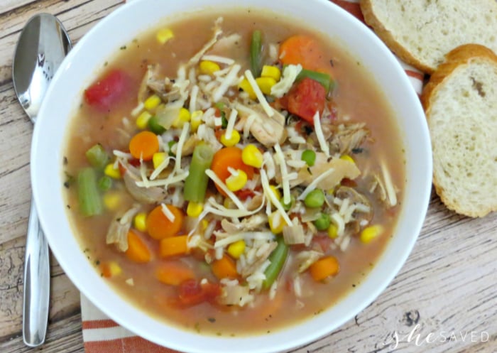 turkey vegetable soup in a bowl