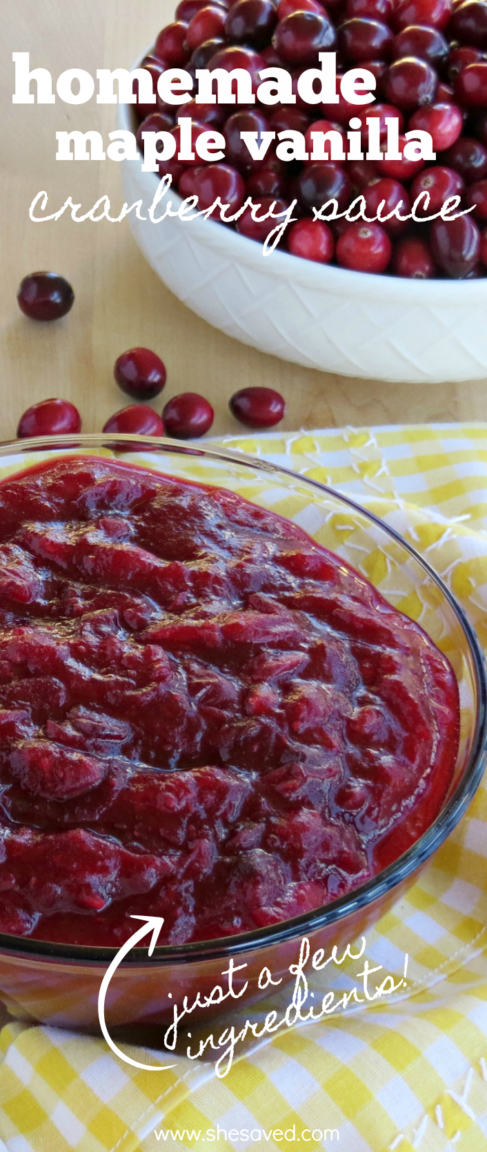homemade cranberry sauce recipe made with vanilla and maple syrup