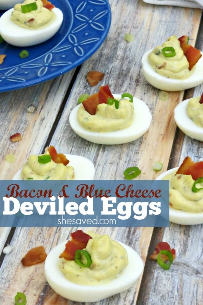 Looking for a new twist on Deviled Eggs? This Bacon & Blue Cheese Deviled Eggs recipe will be a hit at your next gathering, they are so yummy!