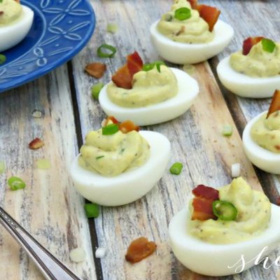 Blue Cheese Deviled Eggs with Bacon
