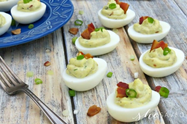 Blue Cheese Deviled Eggs with Bacon