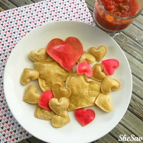 These heart tortilla chips are so much fun to make and ever funner to eat! The perfect snack idea for Valentine's Day!