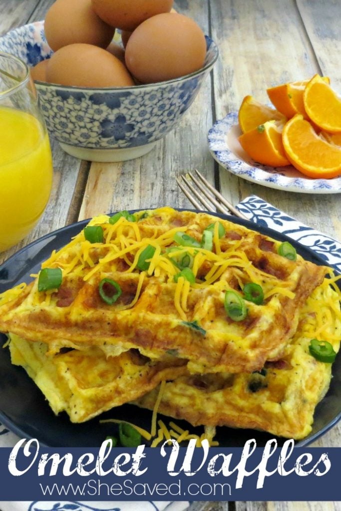 The ultimate Mom breakfast hack! My Omelet Waffle recipe is such a great way to make a quick and yummy breakfast with the hassle!