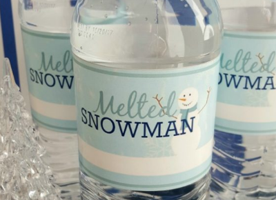 FREE Printable: Melted Snowman Water Bottle Labels