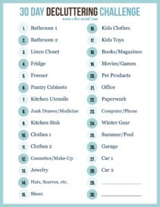 FREE 30 Day Decluttering Challenge Printable!