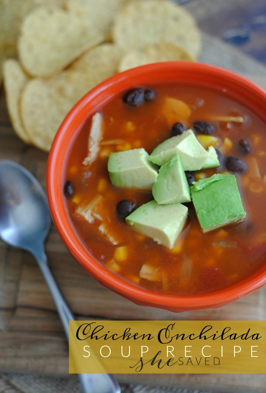 If you are looking for a delicious and simple meal idea, my easy Chicken Enchilada Soup recipe is perfect! A wonderful comfort food that is easy on the budget and will be a family favorite!