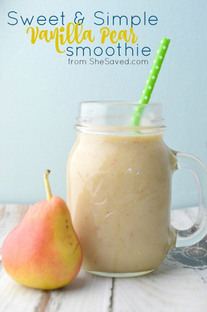 This Pear Smoothie Recipe is sweet and simple and will be a delicious and healthy breakfast drink!
