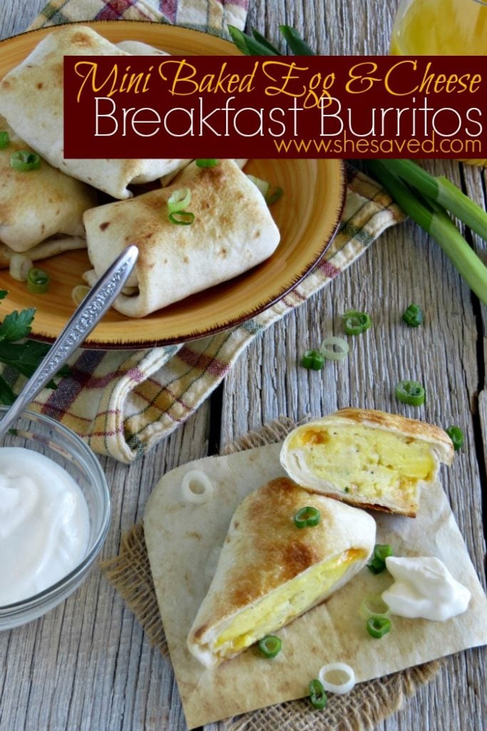 Make these Mini Egg & Cheese Breakfast Burritos for a healthy breakfast that is also great for on the go!