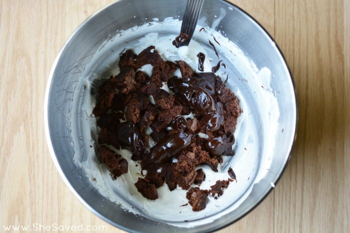 Make this yummy no churn brownie ice cream recipe for an amazing dessert of cake and ice cream all in one!
