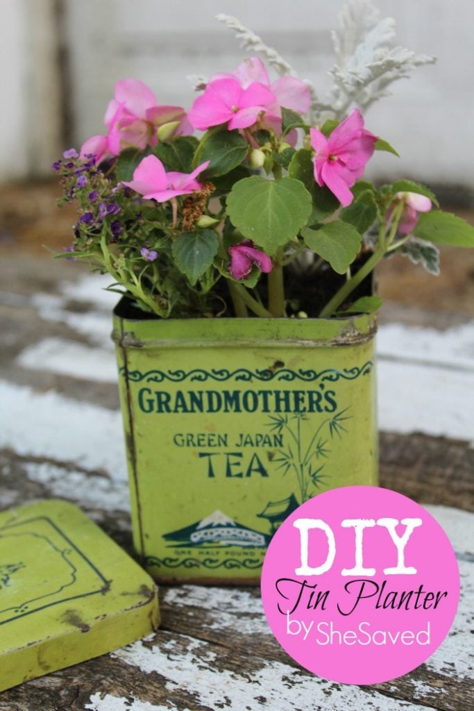 I love to repurpose items and this darling DIY Tin Planter is such a cute way to make an old item useful and decorative at the same time!