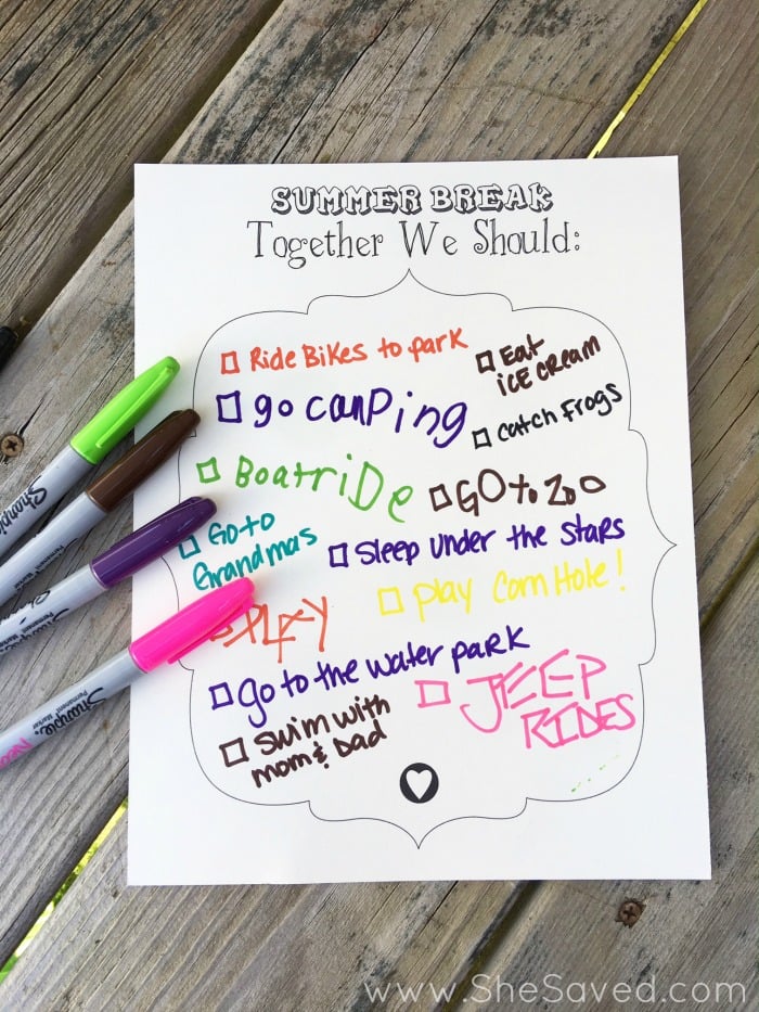 Print out my FREE Family Summer Printable to help your family put their summer break wish list on paper! It's a great family activity too!
