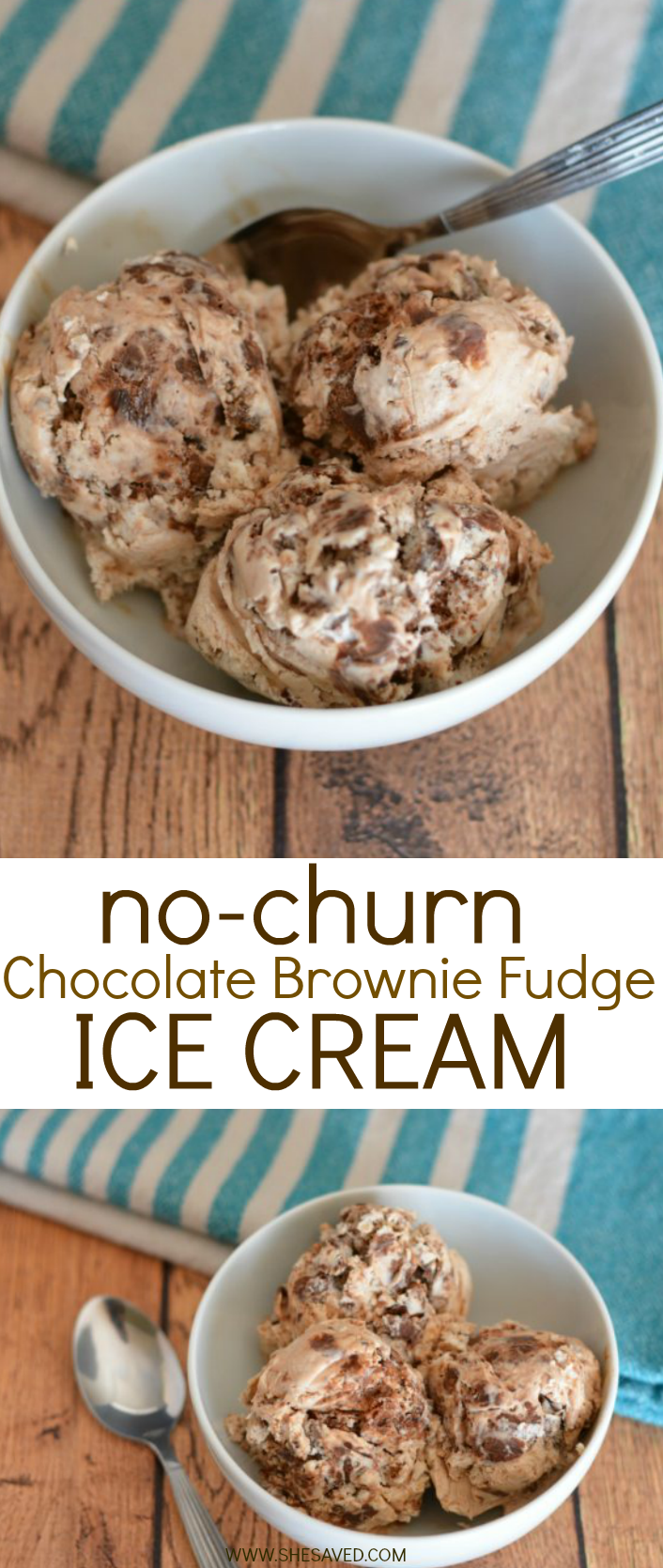 No Churn Chocolate Brownie Fudge Ice Cream Recipe