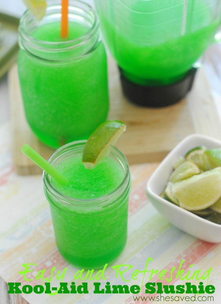 Make yummy homemade lime slushie drinks for the family this summer, a great way to cool off in the heat and only a couple ingredients!