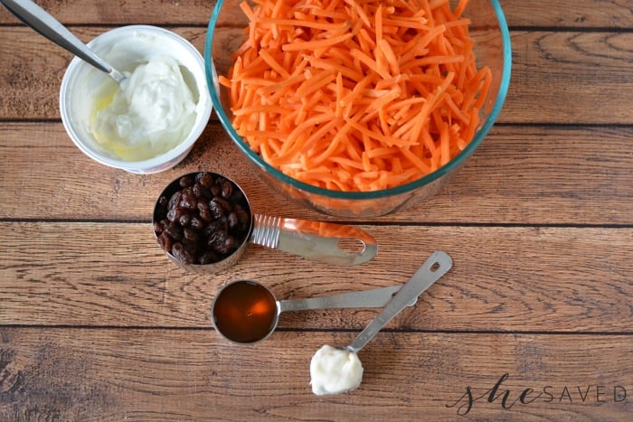 Ingredients for Carrot Raisin Salad