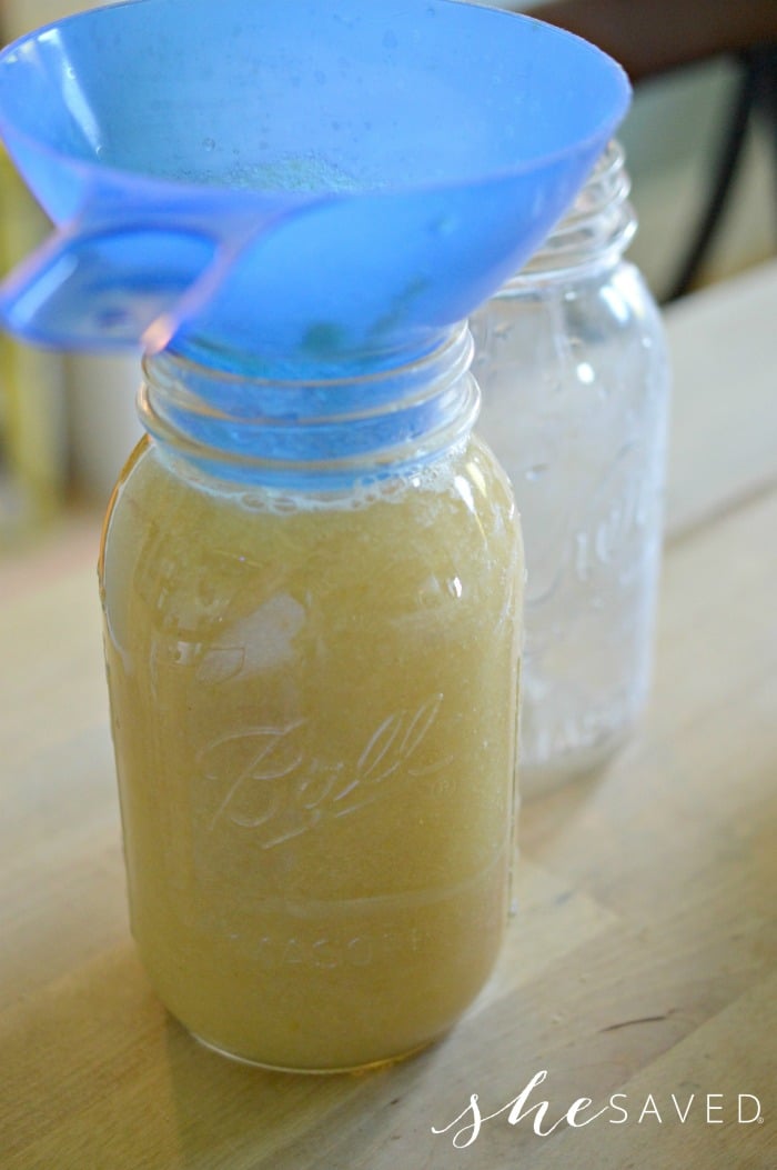 Adding Pear Sauce to Jars