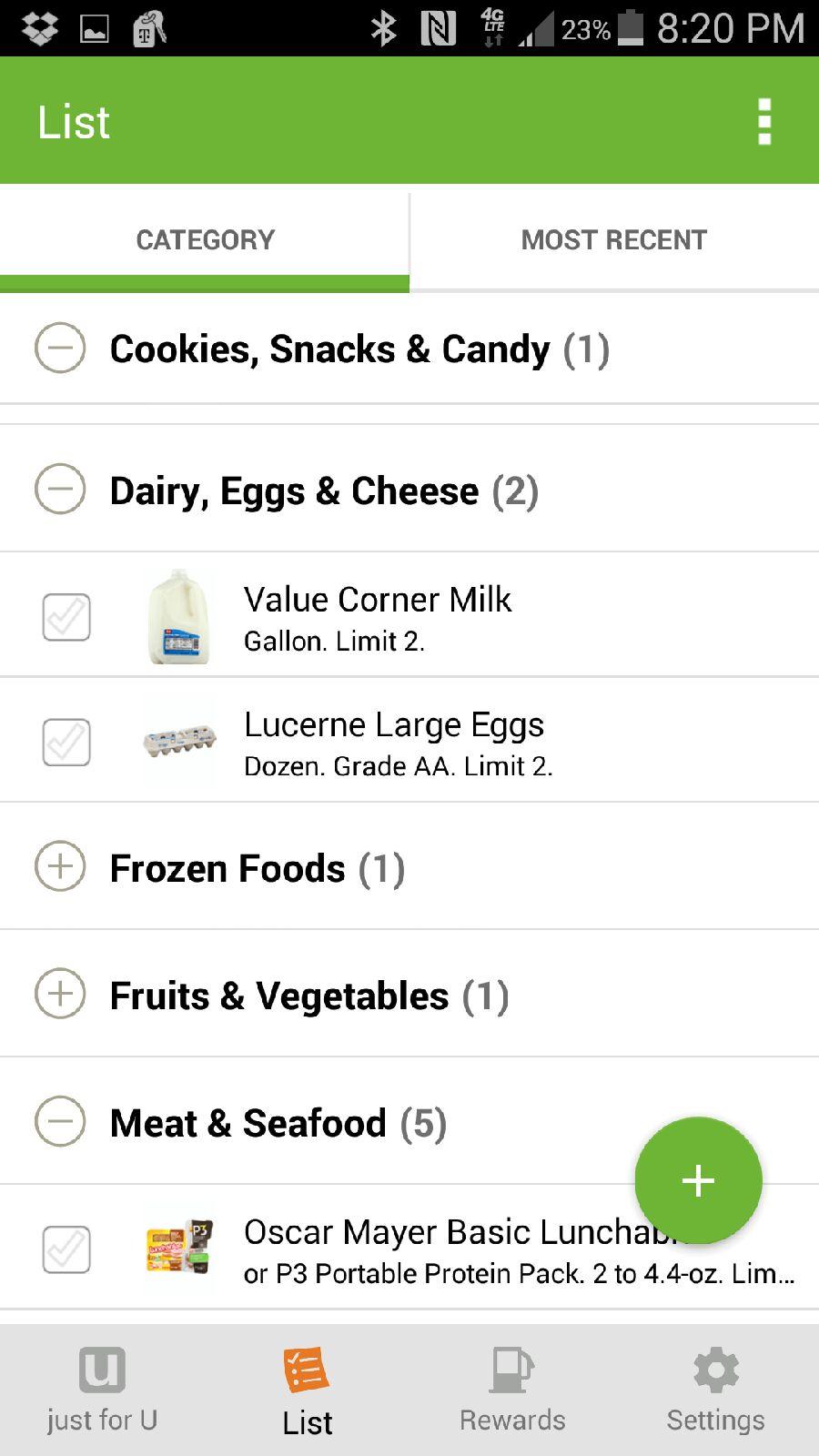 Just for u app shopping list