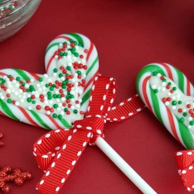 Candy Cane Hearts Lollipops
