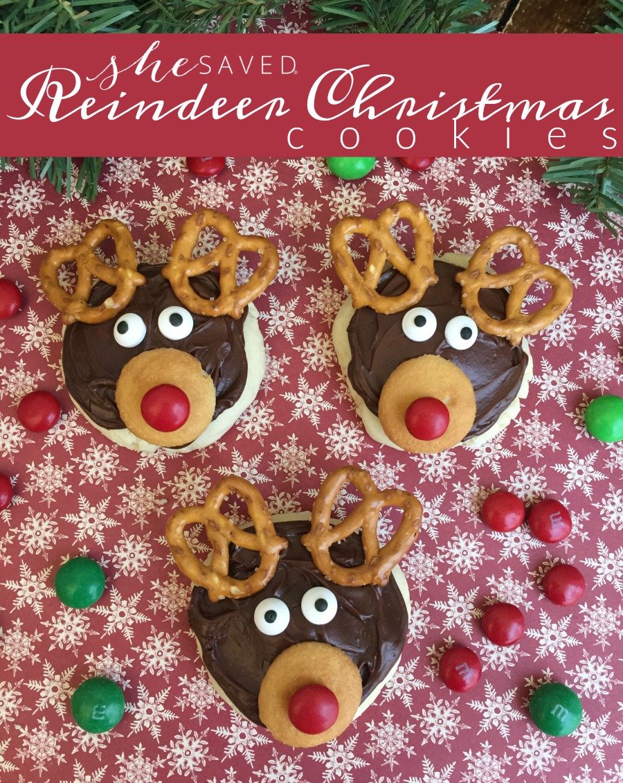 A super fun Christmas cookie to make, these Reindeer Cookies will be a hit at your holiday party, and this is a great idea for classroom Christmas parties too!