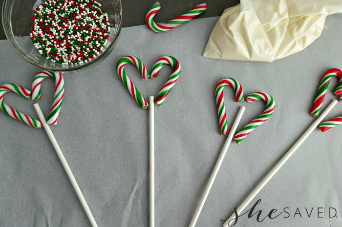 Assembling Candy Cane Hearts