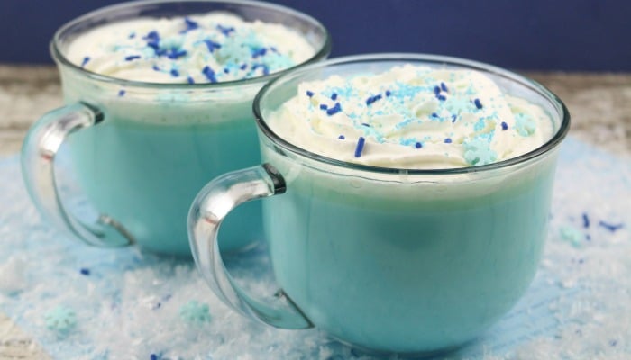 blue hot chocolate drink