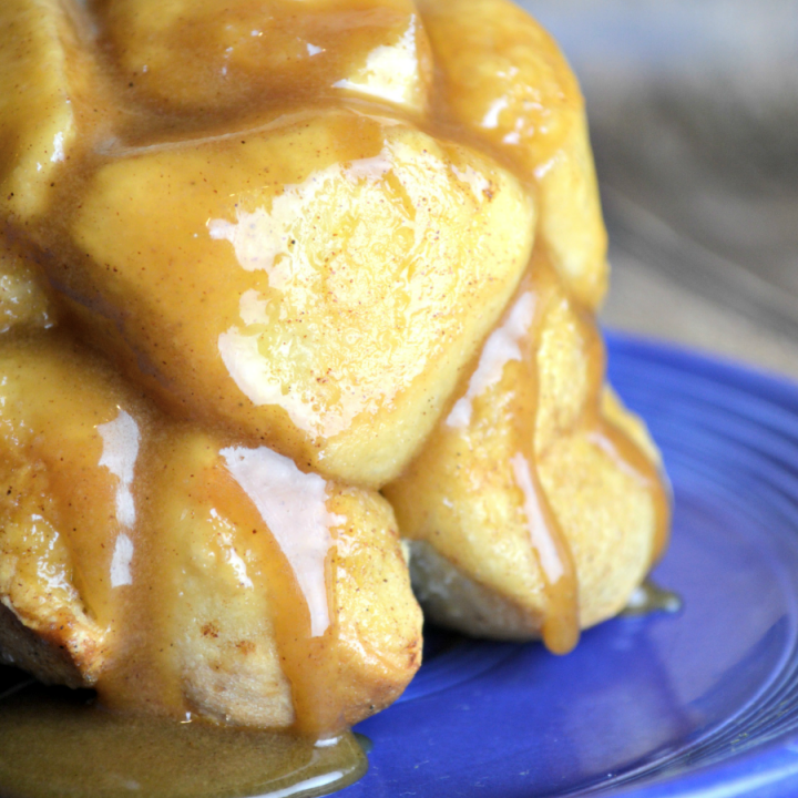 A fun twist on an old favorite, this single servie Easy Monkey Bread Recipe is one of our favorites for breakfast and the kids LOVE to help make it!