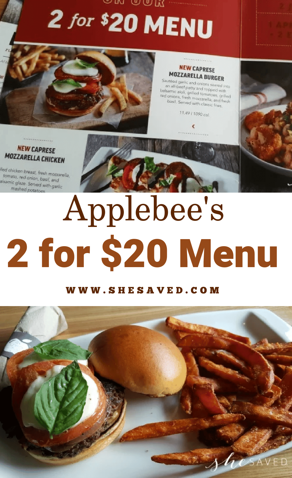 Applebees 2 For 20 And 25 Menu