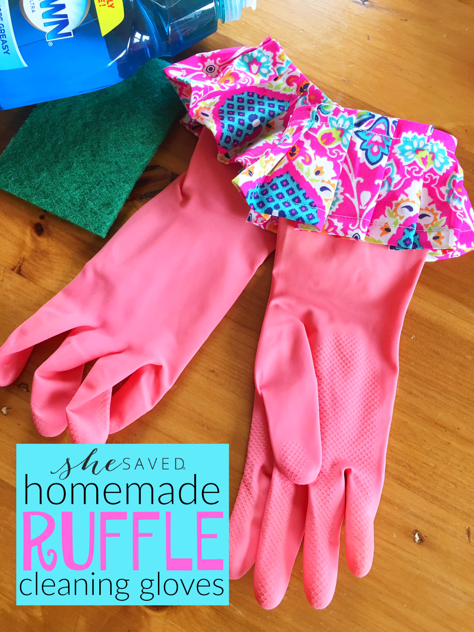 Make these fun Homemade Ruffle Cleaning Gloves for a Mother's Day gift or a fun craft project!