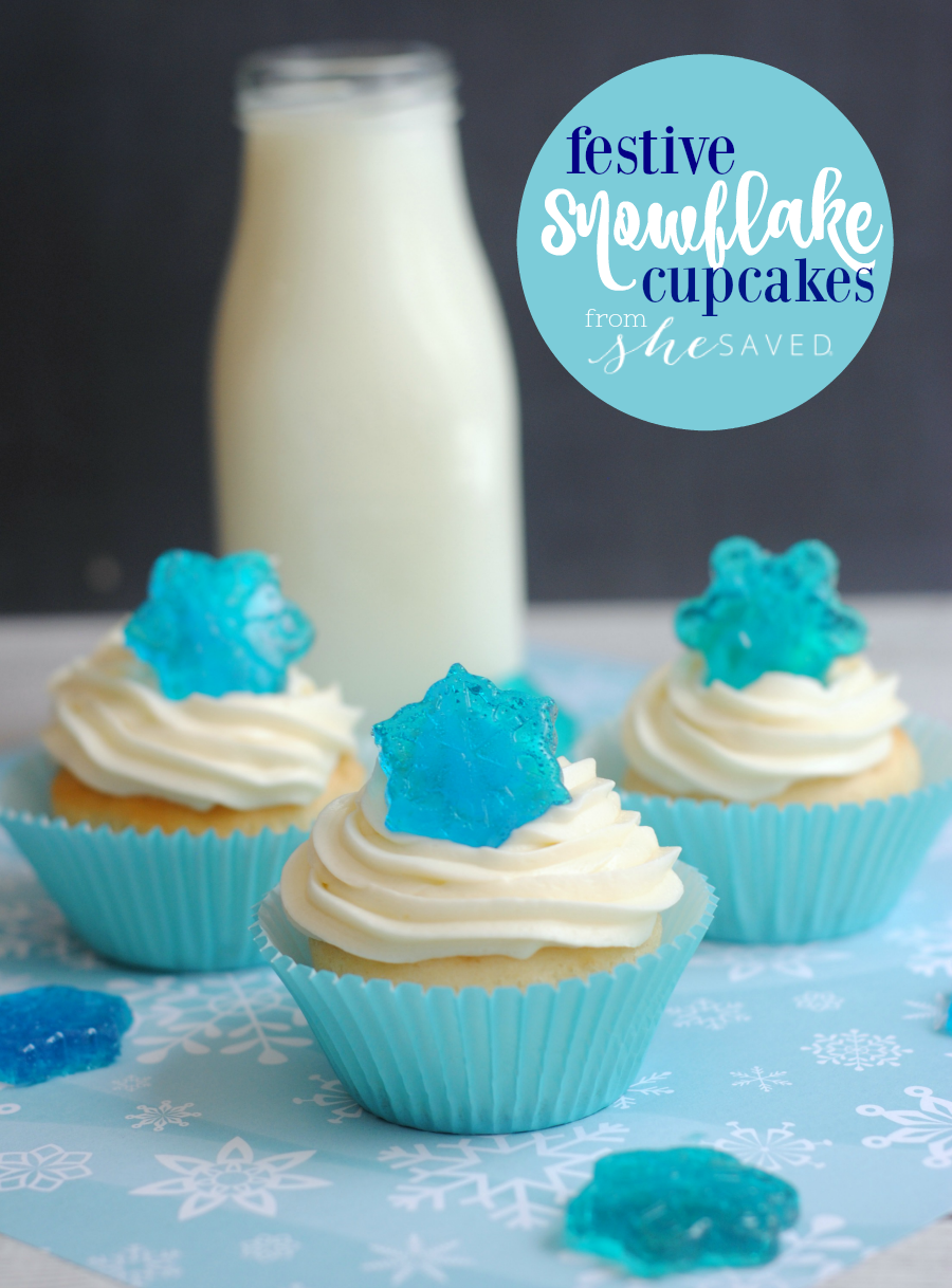 So fun and festive, these blue snowflake candy cupcakes are easy and have such a classic holiday look!