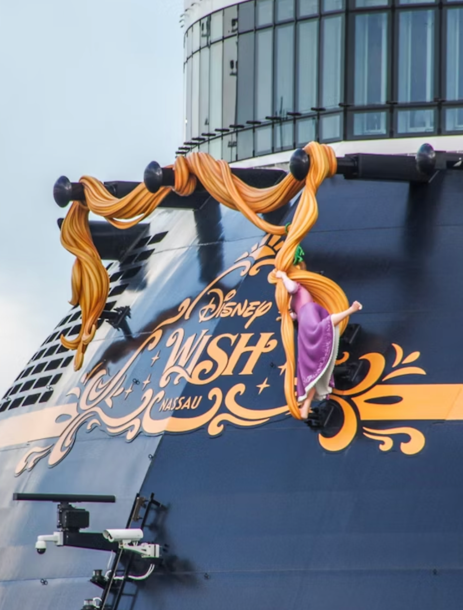 Front of the Disney Wish cruise ship