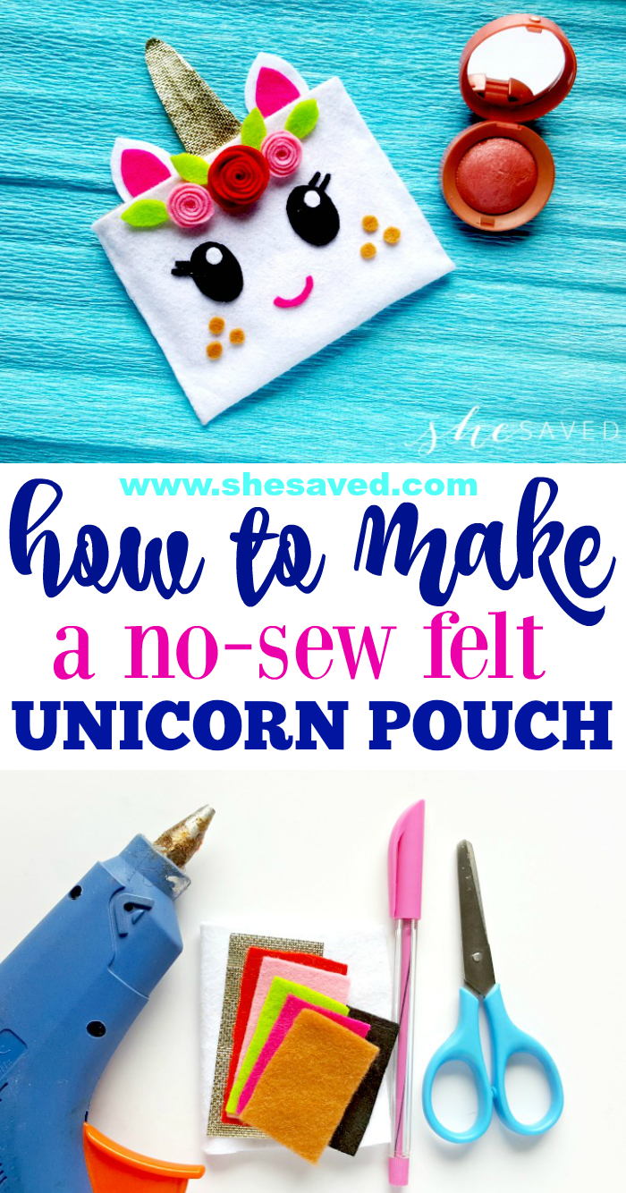 This No Sew Unicorn Felt Craft is easy for little hands and will make a darling Unicorn pouch