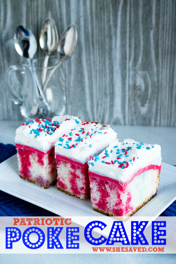 Perfect for the 4th of July this Patriotic Red, White and Blue Poke Cake is the perfect patriotic dessert!