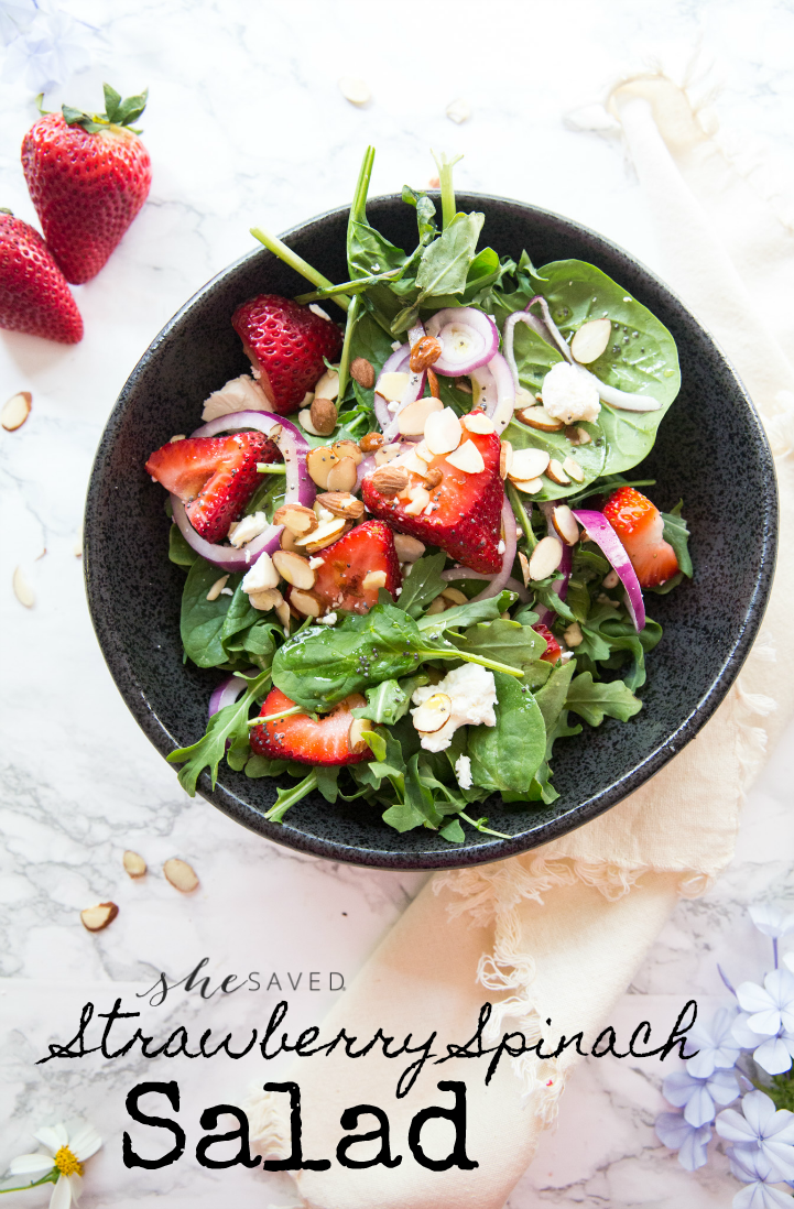 Easy and SO good, this strawberry spinach salad recipe is perfect for summer BBQs, picnics and parties!