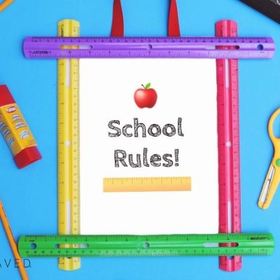 DIY Back to School "SCHOOL RULES" Ruler Frame + FREE School Rules Printable