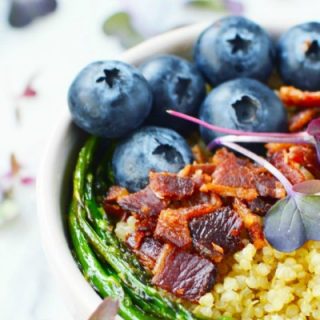 blueberry and bacon grain bowl